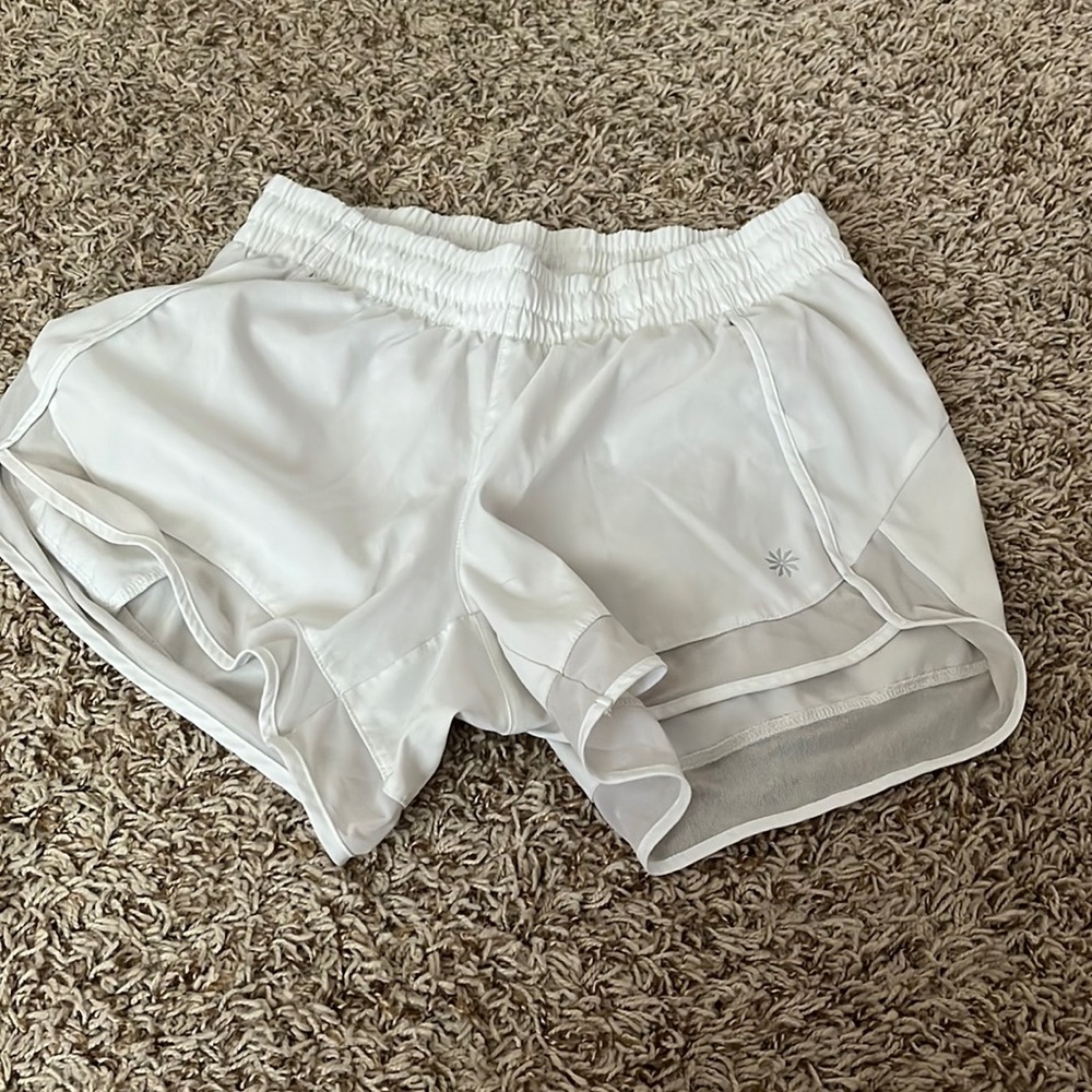 White Mesh Racer Run Shorts Athleta